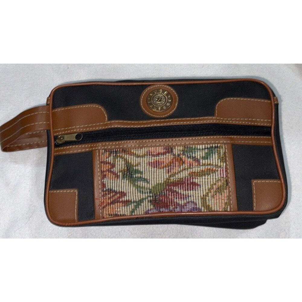 Vintage Aude Falbert Travel Cosmetic Toiletry Bag Embroidered Needle Point Zip